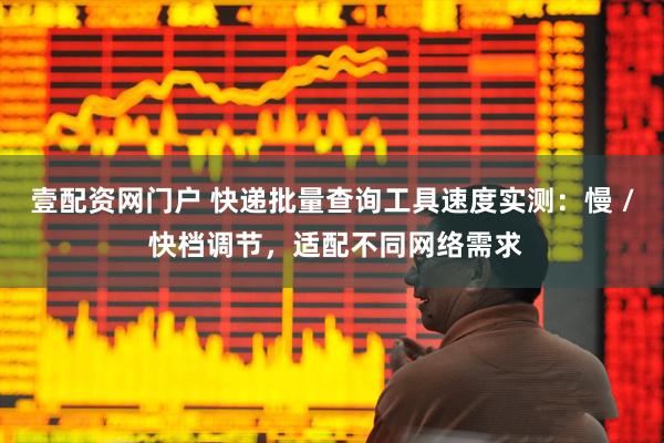 壹配资网门户 快递批量查询工具速度实测：慢 / 快档调节，适配不同网络需求