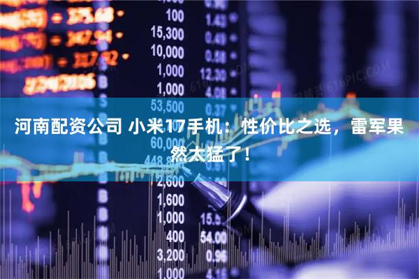 河南配资公司 小米17手机：性价比之选，雷军果然太猛了！